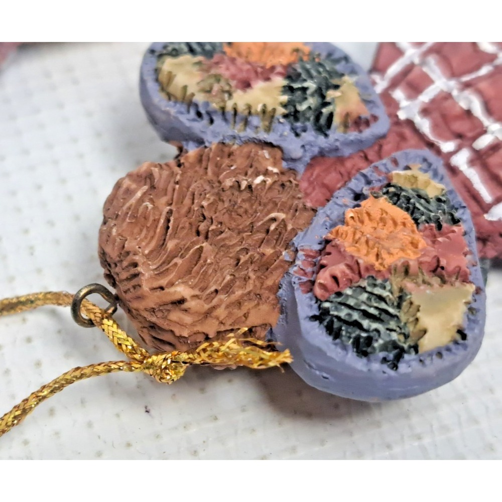 Vintage The Beachcombers Intl Mini Calico Angel Christmas Ornaments Lot (5) 2.5" - Picture 7 of 7